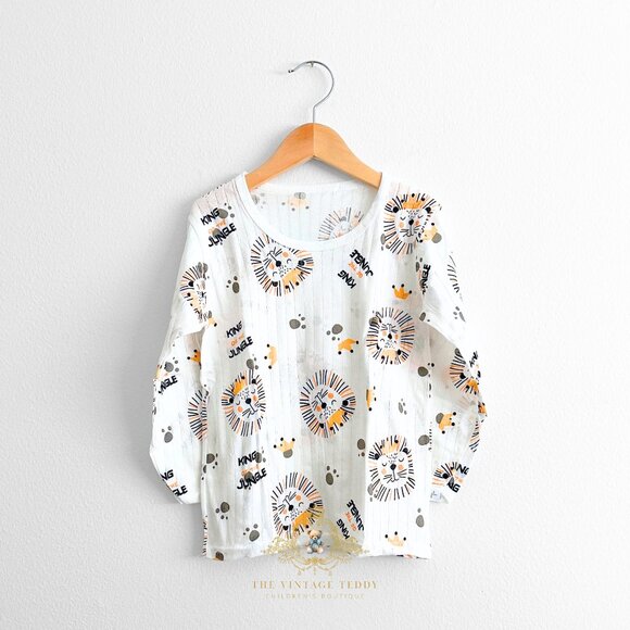 NWT Cute Boys Sleep N' Play Long Sleeve Top & Pants Pajamas Set Jungle Lion7Y - Picture 2 of 4